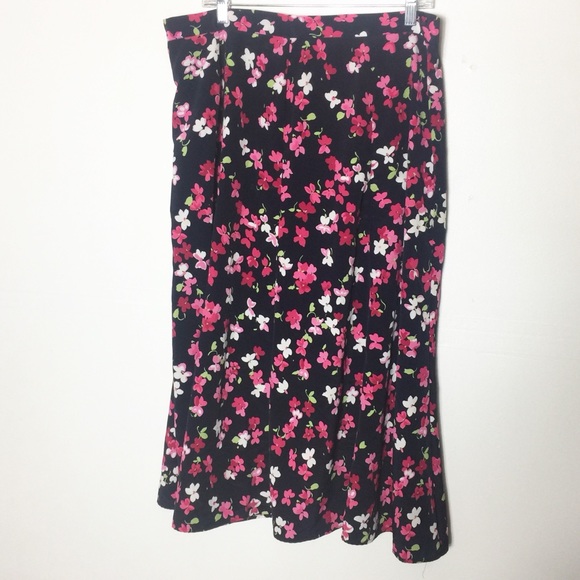 Vintage Dresses & Skirts - Vintage Pink Floral A-Line Skirt